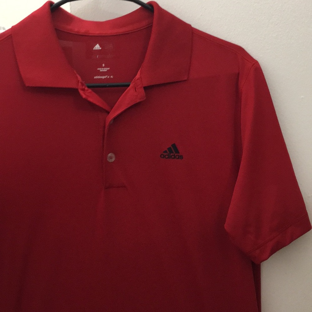 Adidas - Red w/ Black PureMotion Polyester Polo